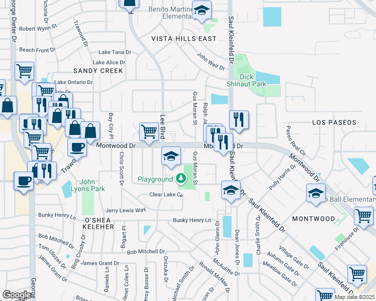 map of restaurants, bars, coffee shops, grocery stores, and more near 1864 Sonoma Place in El Paso