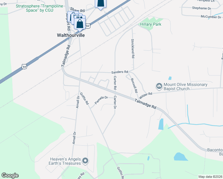 map of restaurants, bars, coffee shops, grocery stores, and more near 416 Carter Road in Walthourville