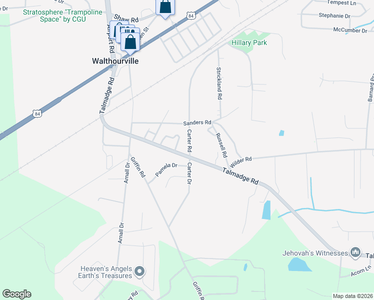 map of restaurants, bars, coffee shops, grocery stores, and more near 416 Carter Road in Walthourville