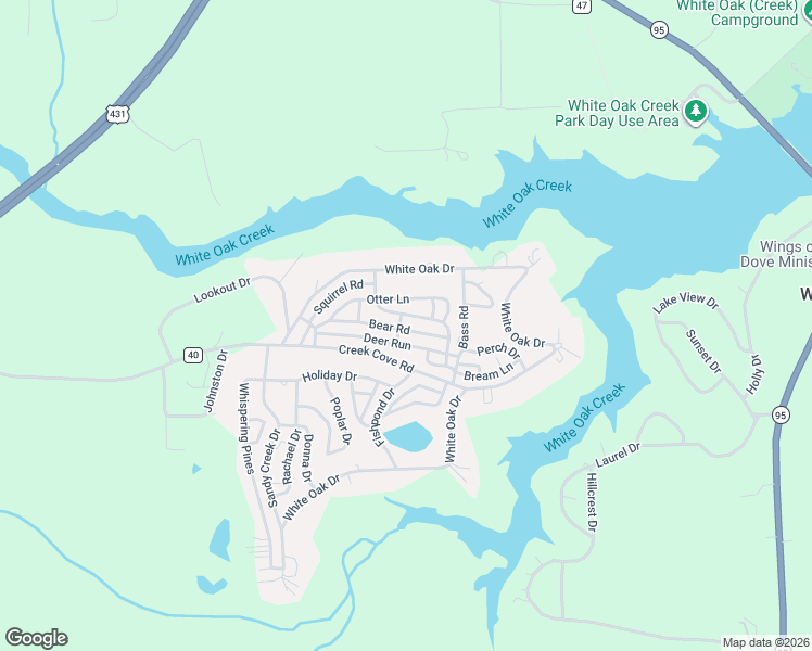 map of restaurants, bars, coffee shops, grocery stores, and more near Beaver Lane in Eufaula