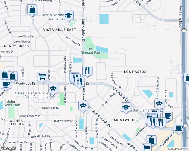 map of restaurants, bars, coffee shops, grocery stores, and more near 1917 Pueblo Nuevo Circle in El Paso