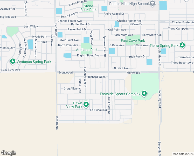 map of restaurants, bars, coffee shops, grocery stores, and more near 2164 William Woolverton in El Paso