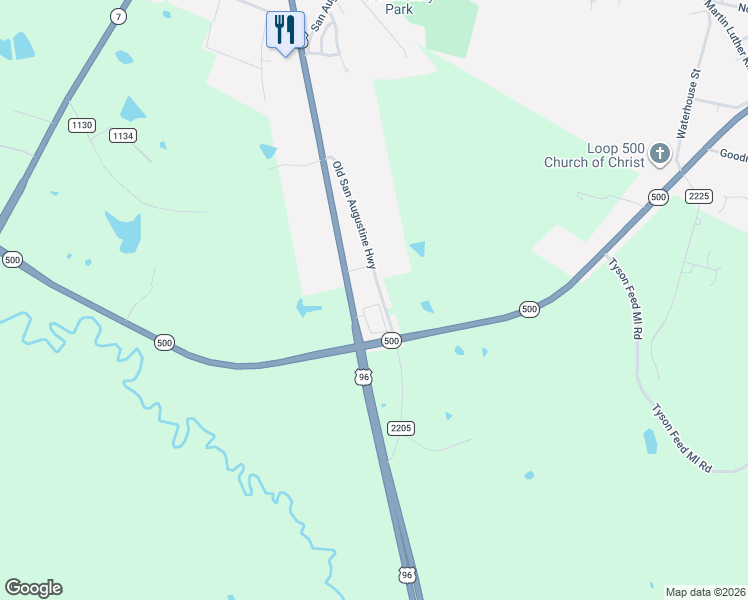 map of restaurants, bars, coffee shops, grocery stores, and more near 5438 Highway 500 Loop in Center