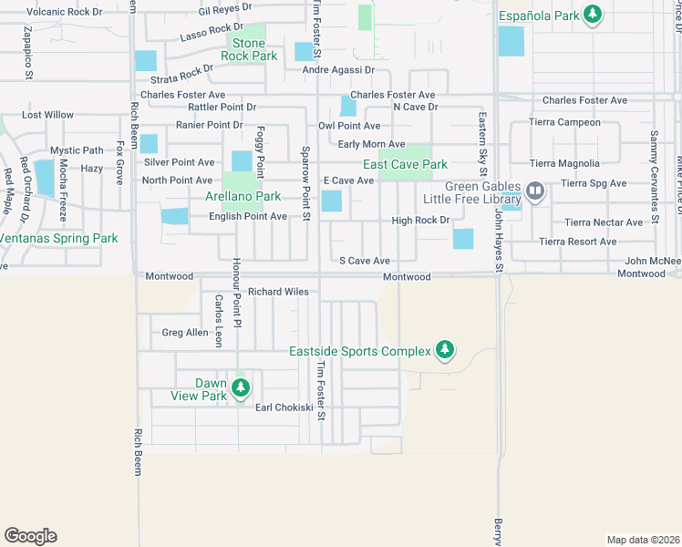 map of restaurants, bars, coffee shops, grocery stores, and more near Montwood in El Paso