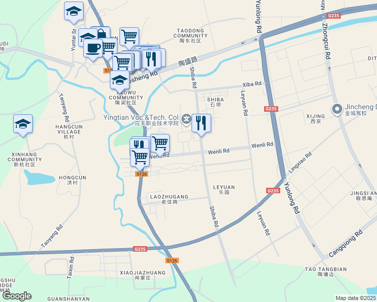 map of restaurants, bars, coffee shops, grocery stores, and more near 8 Xue Heng Lu in Nanjing Shi