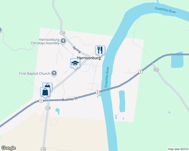 map of restaurants, bars, coffee shops, grocery stores, and more near Catahoula Street in Harrisonburg