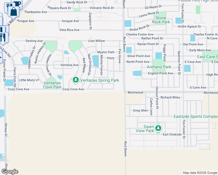 map of restaurants, bars, coffee shops, grocery stores, and more near 13157 Cozy Cove Avenue in El Paso