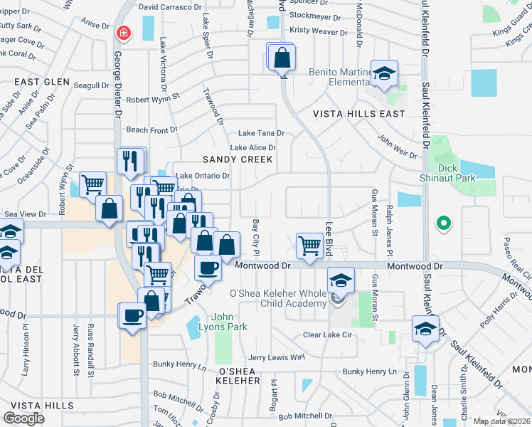 map of restaurants, bars, coffee shops, grocery stores, and more near 2029 Greenlee Drive in El Paso