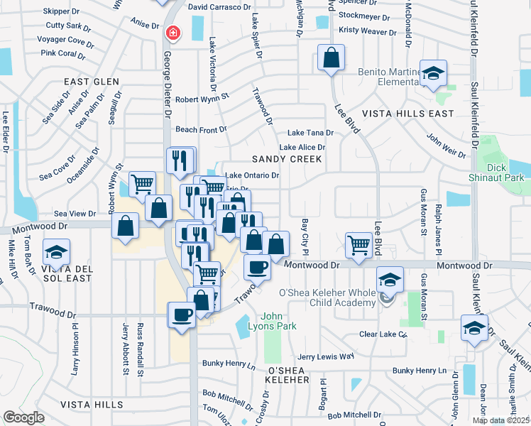 map of restaurants, bars, coffee shops, grocery stores, and more near 1941 Estrada Drive in El Paso