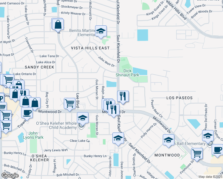 map of restaurants, bars, coffee shops, grocery stores, and more near 1991 Saul Kleinfeld Drive in El Paso