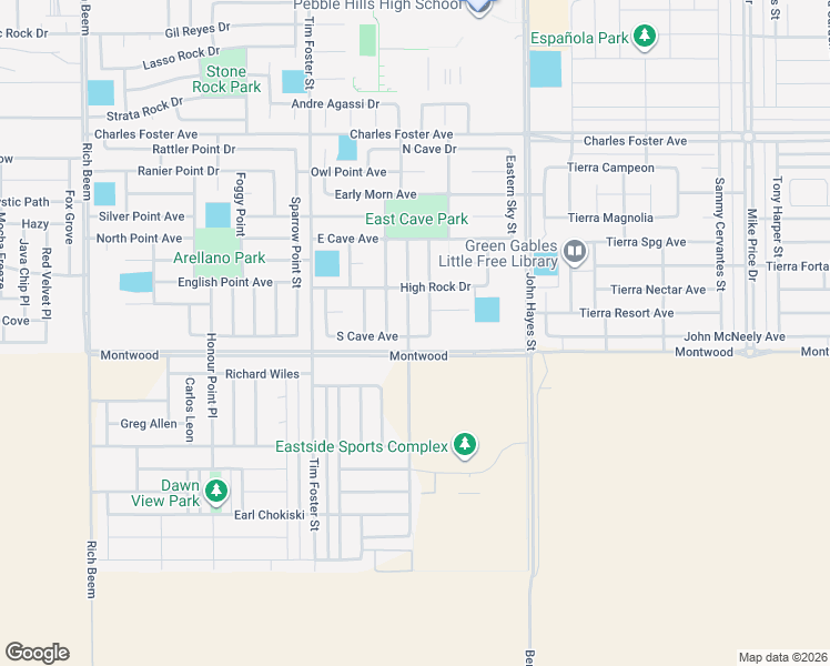 map of restaurants, bars, coffee shops, grocery stores, and more near 2200 Honey Dew in El Paso