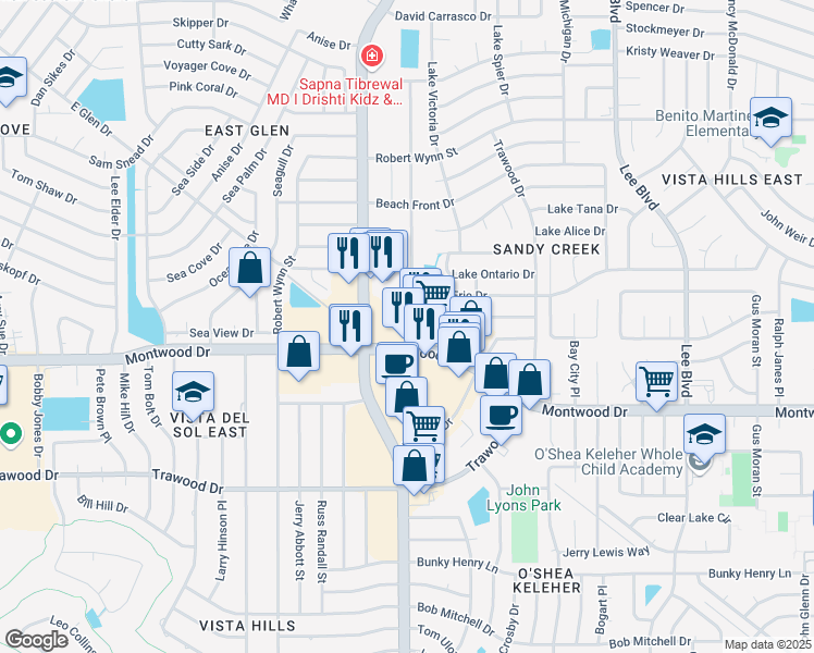 map of restaurants, bars, coffee shops, grocery stores, and more near 1909 Lake Omega Street in El Paso