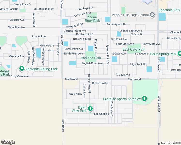 map of restaurants, bars, coffee shops, grocery stores, and more near 2200 Honour Point Place in El Paso