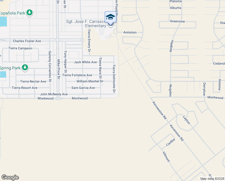 map of restaurants, bars, coffee shops, grocery stores, and more near Tim Floyd Street in El Paso