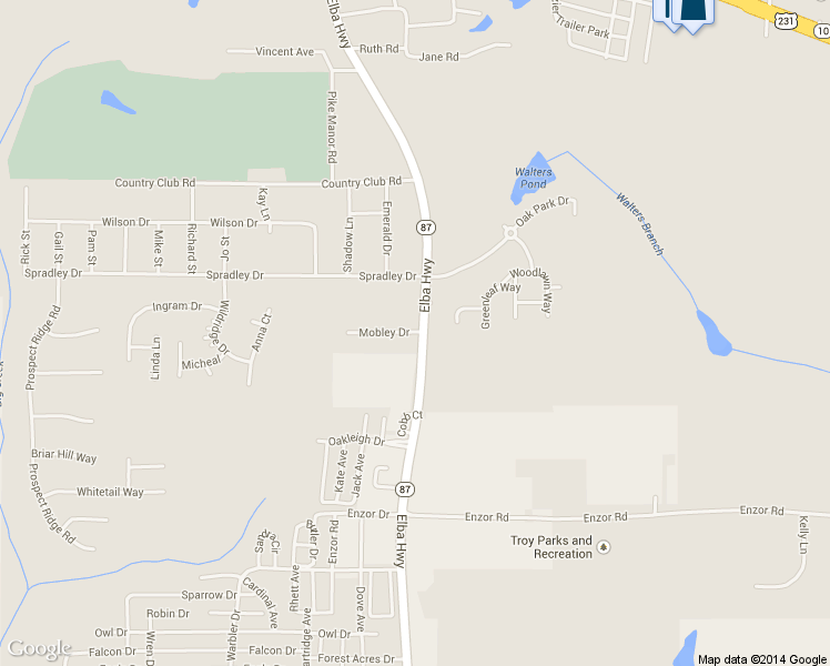 map of restaurants, bars, coffee shops, grocery stores, and more near 110 Mobley Drive in Troy