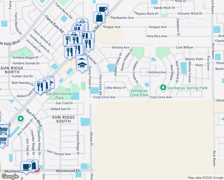 map of restaurants, bars, coffee shops, grocery stores, and more near 3111 Rustic Manor Place in El Paso
