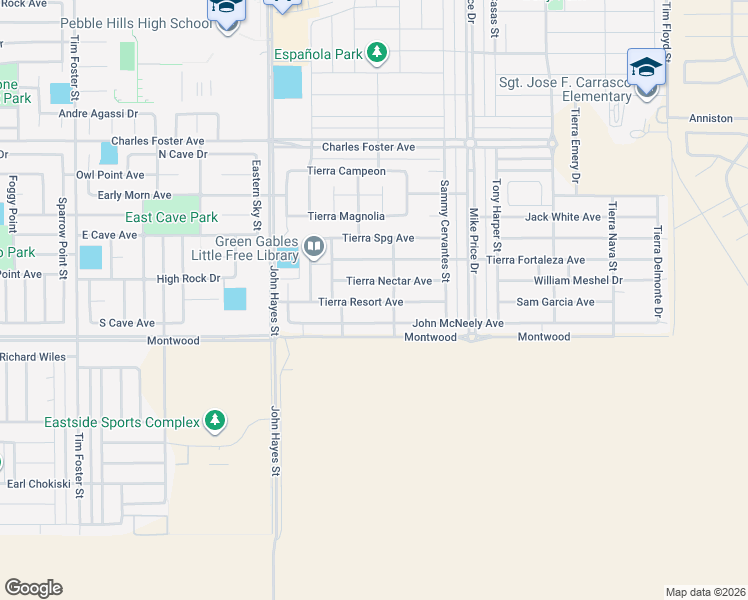 map of restaurants, bars, coffee shops, grocery stores, and more near Montwood in El Paso