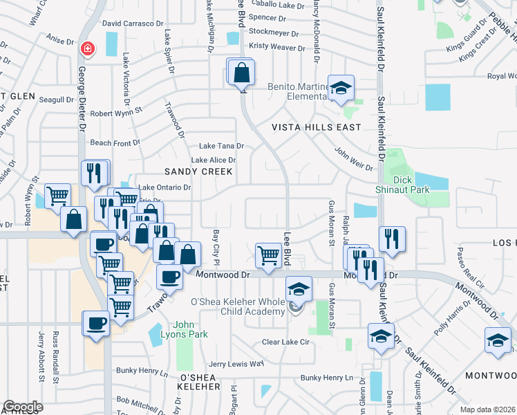 map of restaurants, bars, coffee shops, grocery stores, and more near 2053 Gus Moran Street in El Paso
