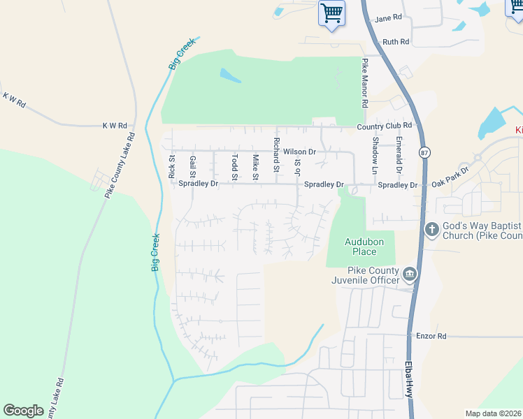 map of restaurants, bars, coffee shops, grocery stores, and more near 106 Ingram Drive in Troy
