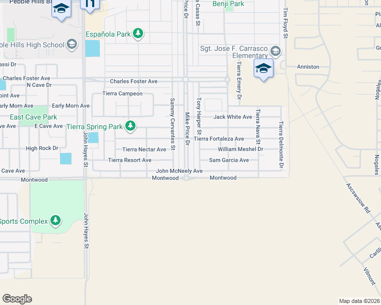 map of restaurants, bars, coffee shops, grocery stores, and more near Montwood in El Paso