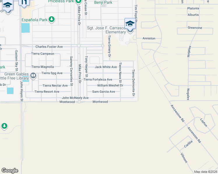 map of restaurants, bars, coffee shops, grocery stores, and more near Montwood in El Paso