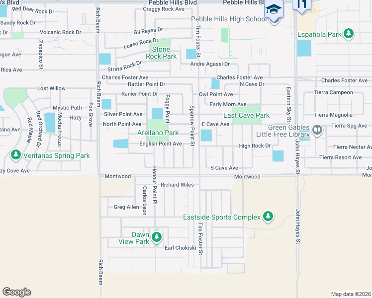 map of restaurants, bars, coffee shops, grocery stores, and more near 2253 Sparrow Point Street in El Paso