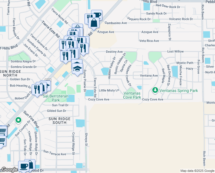 map of restaurants, bars, coffee shops, grocery stores, and more near 3142 Blue Dirt Circle in El Paso