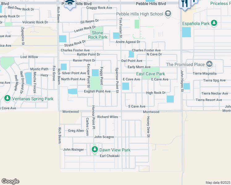 map of restaurants, bars, coffee shops, grocery stores, and more near 2253 Sparrow Point Street in El Paso