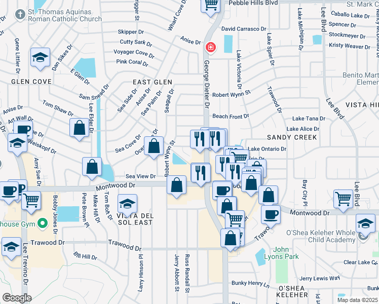map of restaurants, bars, coffee shops, grocery stores, and more near 2009 Pier Lane in El Paso