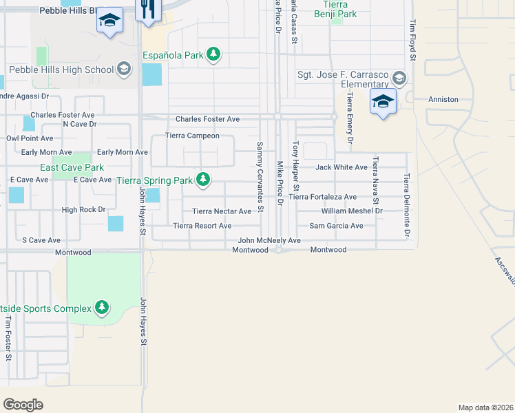 map of restaurants, bars, coffee shops, grocery stores, and more near Montwood in El Paso