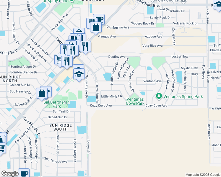 map of restaurants, bars, coffee shops, grocery stores, and more near 3145 Blue Dirt Circle in El Paso