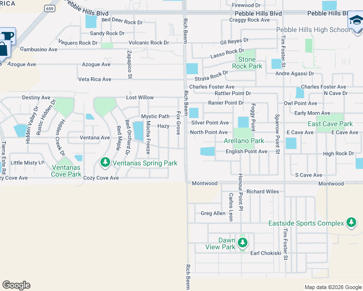 map of restaurants, bars, coffee shops, grocery stores, and more near 3116 Red Velvet Place in El Paso