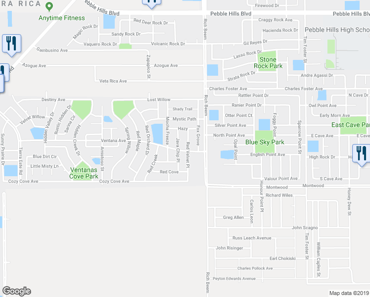 map of restaurants, bars, coffee shops, grocery stores, and more near 3116 Java Chip Place in El Paso