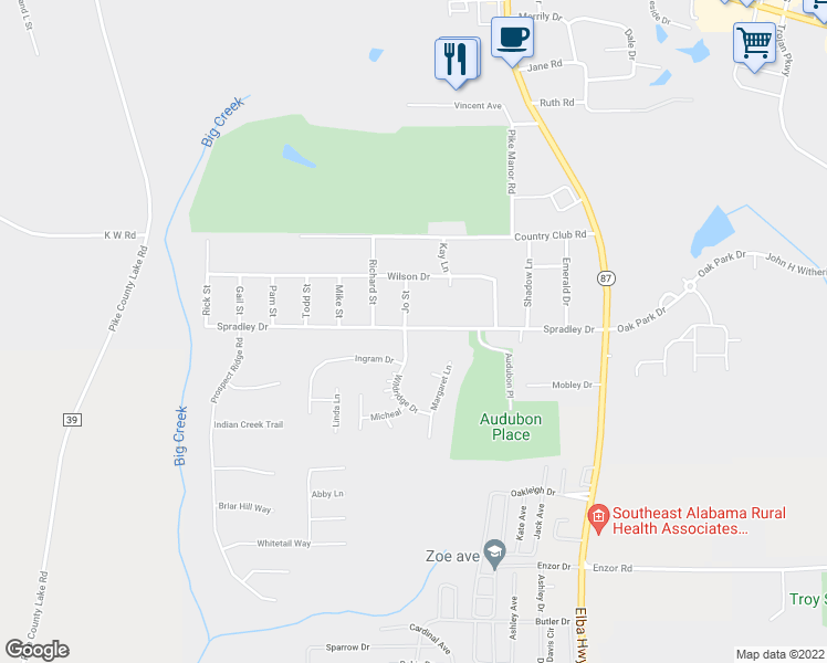 map of restaurants, bars, coffee shops, grocery stores, and more near 655 Holmes Lane in Troy