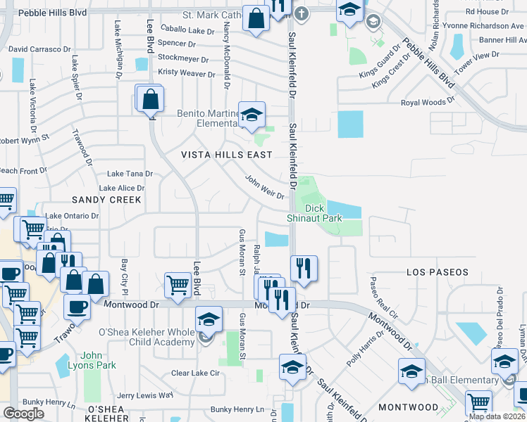 map of restaurants, bars, coffee shops, grocery stores, and more near 11664 Privada Court in El Paso
