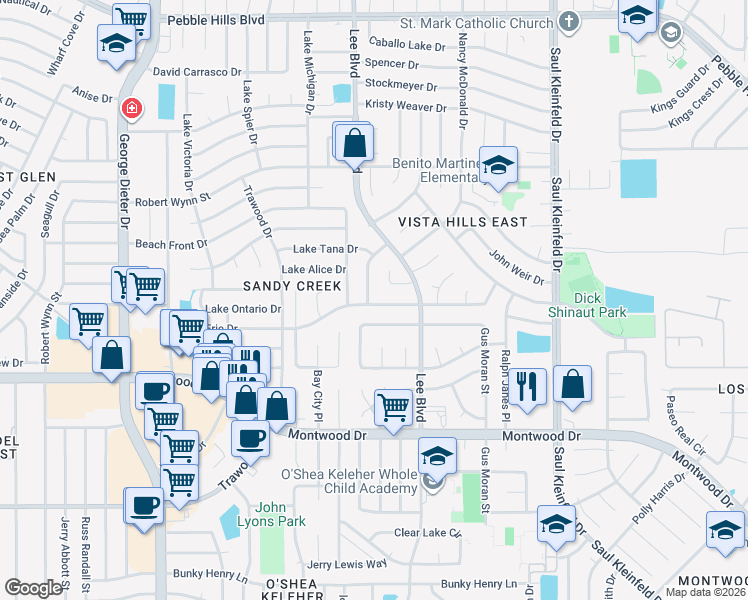 map of restaurants, bars, coffee shops, grocery stores, and more near 2053 Gus Moran Street in El Paso