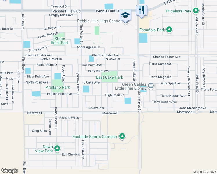 map of restaurants, bars, coffee shops, grocery stores, and more near 2340 Honey Dew in El Paso