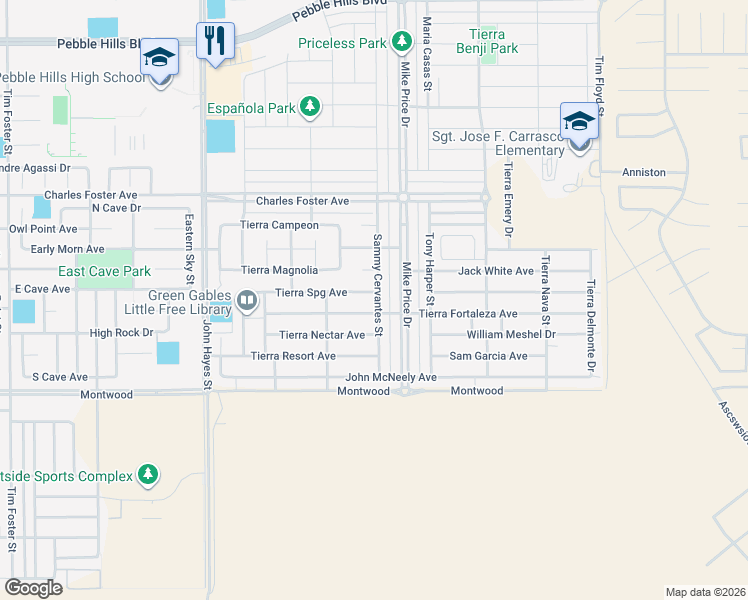map of restaurants, bars, coffee shops, grocery stores, and more near in El Paso
