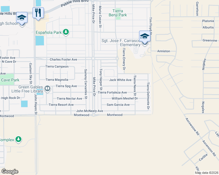 map of restaurants, bars, coffee shops, grocery stores, and more near in El Paso