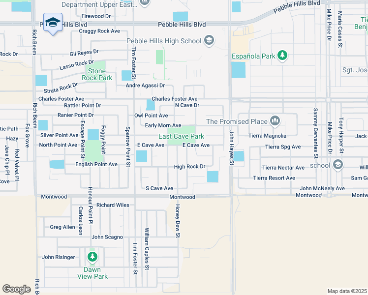 map of restaurants, bars, coffee shops, grocery stores, and more near 2340 Honey Dew in El Paso