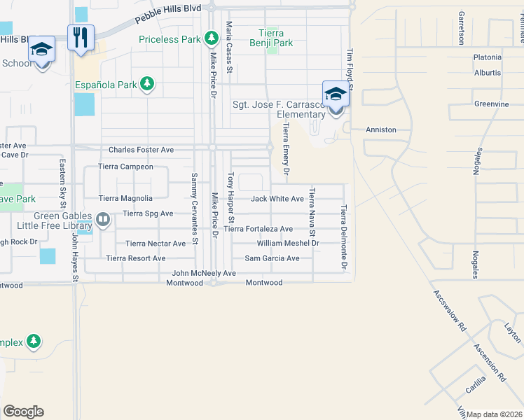 map of restaurants, bars, coffee shops, grocery stores, and more near in El Paso