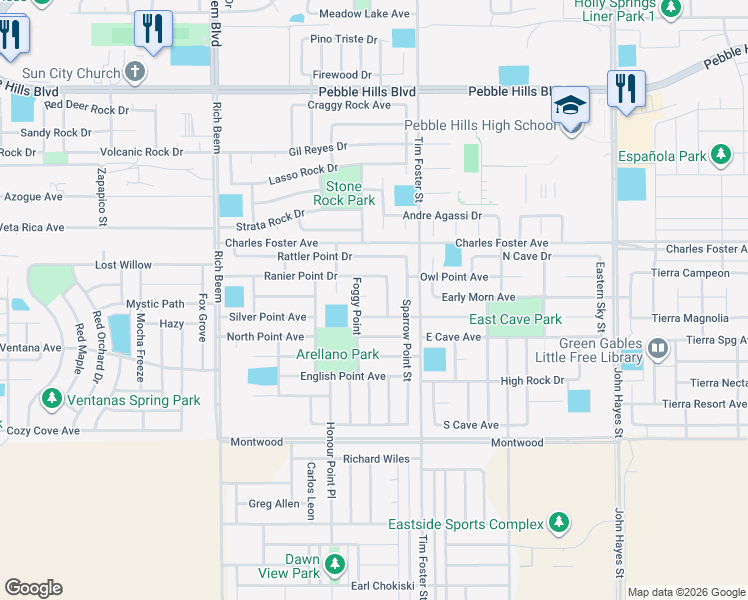 map of restaurants, bars, coffee shops, grocery stores, and more near 14264 Pine Point Court in El Paso
