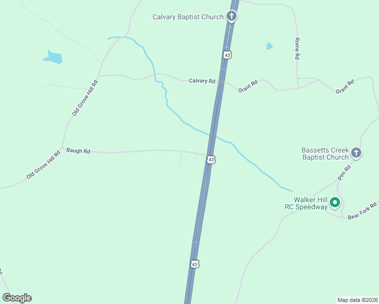 map of restaurants, bars, coffee shops, grocery stores, and more near 89 Baugh Road in Grove Hill