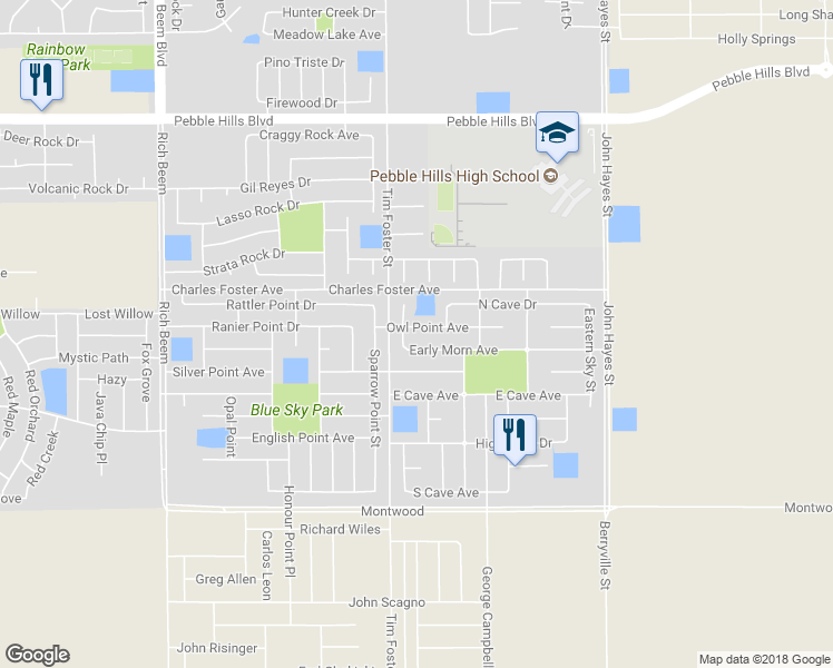 map of restaurants, bars, coffee shops, grocery stores, and more near 14308 Owl Point Avenue in El Paso