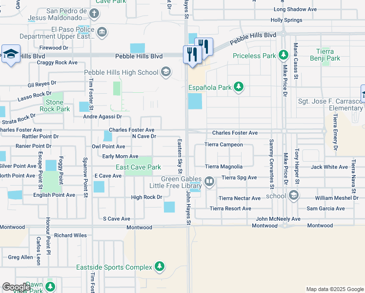 map of restaurants, bars, coffee shops, grocery stores, and more near in El Paso