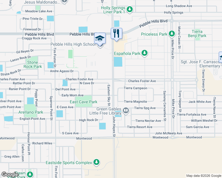 map of restaurants, bars, coffee shops, grocery stores, and more near in El Paso