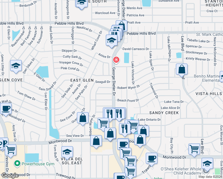 map of restaurants, bars, coffee shops, grocery stores, and more near in El Paso