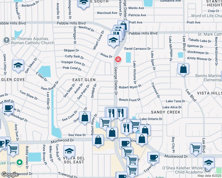 map of restaurants, bars, coffee shops, grocery stores, and more near in El Paso