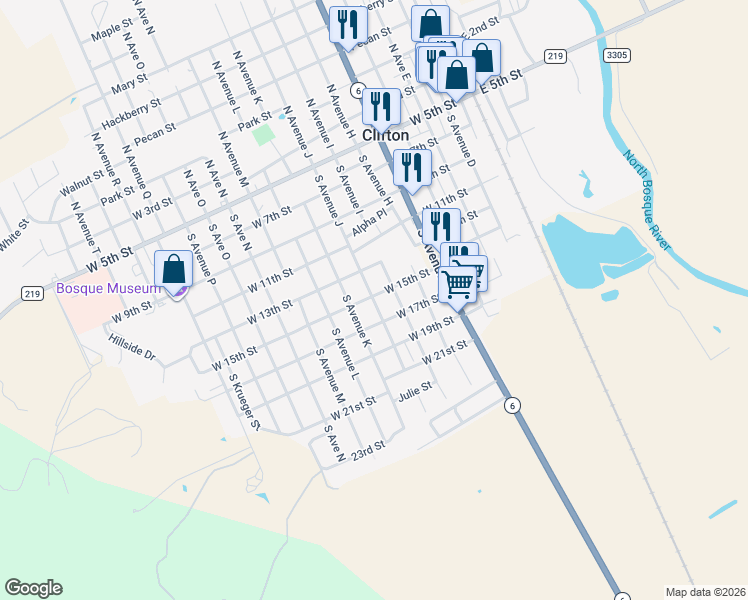 map of restaurants, bars, coffee shops, grocery stores, and more near 614 South Avenue J in Clifton