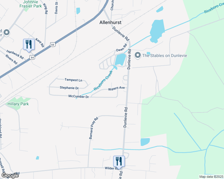 map of restaurants, bars, coffee shops, grocery stores, and more near 160 Waters Drive in Allenhurst